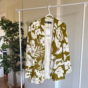 Zara Green Floral Women's Blazer